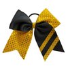 New "CONFETTI STRIPES Black Yellow Gold" Cheer Bow Pony Tail 7 Inch Girls Hair Bows Cheerleading Dance Practice Football Games Competition Birthday Tick Tock Grosgrain Ribbon