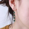 Sttiafay Vintage Emerald Crystal Threader Earrings Green Gem Drop Earrings Emerald Cz Square Earrings Gold Long Emerald Chain Earrings Jewelry for Women
