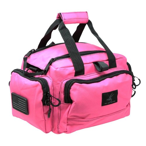 Exos Tactical Range Bag – Medium Size Range Bag for Shooting – Gun Case for Handguns, Ammo Bag, Tactical Range Bag, Molle Webbing, Free Subdued USA Patch, Designed in the USA (Kitty Pink)