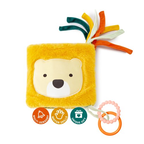 Little Big Friends Soft Activity Book 2 in 1 | Multipurpose Developmental Toy | Easily attaches to Crib | Teething Ring | Jungle