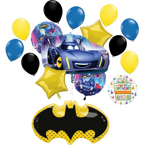 Anagram Batwheels Birthday Party Supplies 16 pc Bat Emblem Balloon Bouquet Decorations, BQ_4205