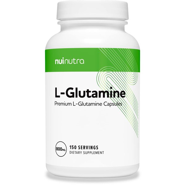 NUI NUTRA L-Glutamine Capsules Supplement 800mg Per Serving, 150 Capsules - Amino Acid to Promote Muscle Recovery