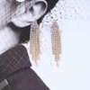 Sttiafay Vintage Rhinestone Chandelier Tassel Earrings Crystal Chain Drop Earrings Gold Long Tennis Chain Earrings Shine Chandelier Bridal Earrings Jewelry for Women