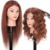 Mannequin Head with 100% Human Hair, MYSWEETY 18" Real Hair Manikin Doll Head for Hair Styling, Cosmetology Mannequin Hairdressing Practice Training Head with Clamp Holder and Tools(Black, Makeup)