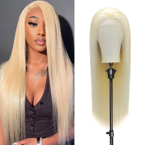 XFMF 613 Lace Front Wig Human hair, 13x4 Blonde Straight Lace Front Wigs Human Hair 613 HD Lace Frontal Wig 180% Density, Lace Front Wigs Human Hair Pre Plucked With Baby Hair (20 inch)