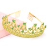 FASOTY Gold Tiara Green Crystal Crown with Combs Elegant Princess Tiaras and Crowns for Women Girls Rhinestone Headband for Bride Bridal Wedding Birthday Party Prom