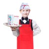 Keymall Kids Waiter Costume Set Vendor Costume Kit 6 Pcs Hat Apron Bow Tie Gloves Cards For Halloween Pretend Play Dress Up (Set B)
