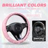 SuperKaKa Pink Steering Wheel Cover, Auto Cute PU Diamond Bling Breathable Anti Slip Soft Comfort Leather Car Interior Accessories Protector Sparkly Fit Most O-Shaped Steering Wheels for Women Men