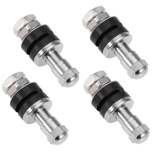 High Pressure 502 Flush Mount Bolt in Metal/Chrome Tire Valve Stems Will fit in a Normal Valve Stem Hole of .453". (Pack of 4)