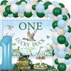 Sursurprise Duck Hunting First Birthday Decorations, One Lucky Duck Backdrop Mallard Duck Balloon Garland Arch Kit for Boys 1st Birthday Party Supplies