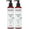 PURA D'OR Facial Cleansing Oil (8 Oz x2 = 16 Oz) Nourishing Botanical Blend with & Vitamin, Jojoba and Sunflower Oil - Gentle Makeup Remover & Deep Cleanser For Healthy, Glowing Skin - Paraben-Free