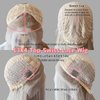 FENJUN HAIR Glueless Wigs Highlight Ombre Ash Blonde Lace Front Wigs Ombre Grey Icy Blonde Bob Silky Straight Wig with Dark Roots HD Lace Frontal Japanese Synthetic Platinum Wigs for Women Pre plucked