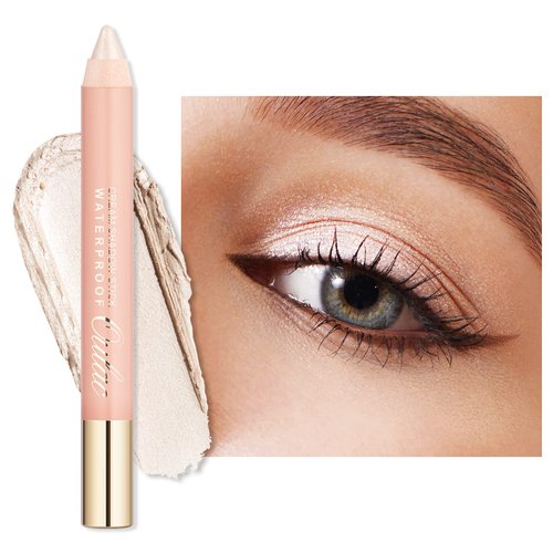 Oulac Glitter Eye Shadow Pencil - Waterproof Eye Shadow Stick Smooth and Long Lasting, Shimmering Glitter Finish, Blendable Eyes Makeup, Vegan Beauty 3.8g, (01) Vanilla