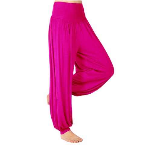 AvaCostume Womens Modal Cotton Soft Yoga Sports Dance Harem Pants, S, Rosered