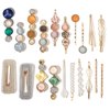 Mehayi 20 PCS Macaron Pearls and Acrylic Resin Hair Clips, Handmade Cute Hair Barrettes Bobby Pins, Glitter Crystal Geometric Hairpin, Elegant Gold Hair Accessories, Gifts for Women Girls…