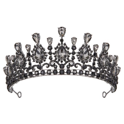 AW BRIDAL Black Baroque Tiara and Crown for Women Wedding Crown for Bride Gothic Queen Crown Princess Tiara for Wedding Birthday Halloween (Black)