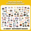 10 Sheets of Tattoo Stickers, Disposable Children'S Tattoos, Racing Monster Truck Stickers, Party Supplies, Temporary Tattoos, Birthday Decorations for Children, Boys, Kids