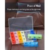 7 Days Pill Holder Organizer Tablet Box Weekly Medication Case Daily AM Morning Noon PM Night Container Compartments Detachable Dispenser (Mix of 2)