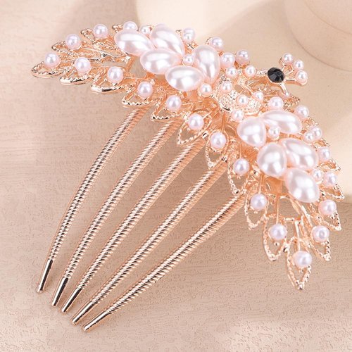 Chargances Bridal Faux Pearl Hair Comb Long Teeth Hair Side Combs Luxury French Hair Comb Wedding Hair Accessories for Women