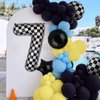 40 Inch Checkered Number Balloon 7 Black and White Race Car Birthday Balloons Baby Hippie Smile Party Shower Boys 7th Birthday Race Car Theme Party Decor Supplies 5 Pcs