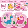 60Pcs Dinosaur Birthday Party Decorations Dino 7 Inch Dessert Plates Tableware Pink Dinosaur Dinner Paper Plates Dino Roar Theme Dinnerware for Kids Girls Boys Party Baby Shower Supplies Favors