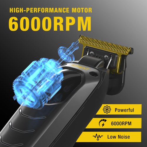 SUPRENT Hair Trimmers for Men - Cordless Zero-gapped Beard Hair Trimmer with LED Display, High-Performance Rechargeable Trimmer for Home Use with Titanium Blades
