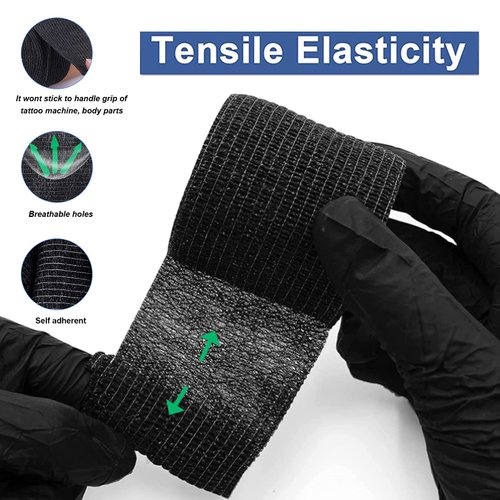 Gakonp Grip Tape with Clip Cord Sleeves - 125PCS Clip Cord Covers Plastic Blue Protection Bags 4PCS 2'' x5 '' Yards Self Grip Roll Elastic Bandage