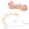 𝘾𝙝𝙖𝙣𝙖𝙘𝙤 16th Birthday Headband and Sash for Women, Rhinestone Sweet 16 Birthday Tiara Decorations Gift for Girls, Crystals Happy Birthday Crown and Sashes Hair Accessories for Party Favors