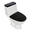 Stretch Velvet Toilet Lid Cover and Toilet Tank Lid Cover, Bathroom Super Soft Toilet Lid Cover Set Luxury Velvet Plush, with Elastic Bottom, Machine Wash, Black