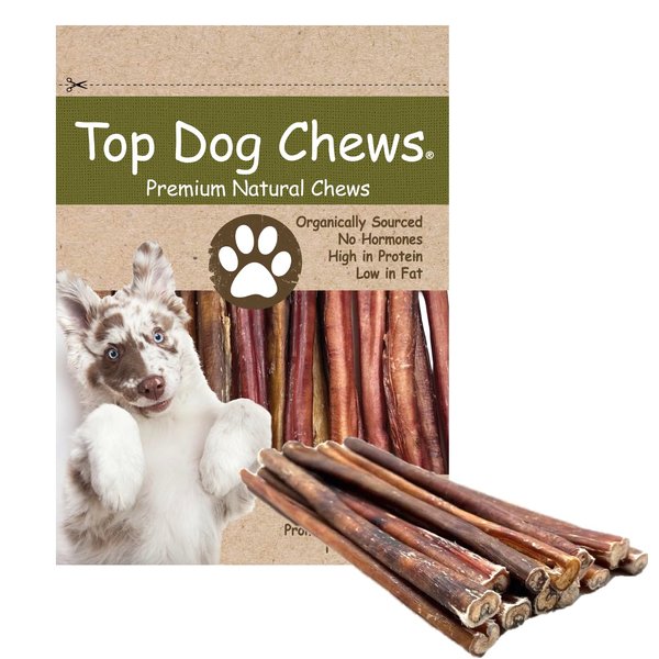 Top Dog Chews - 12 Inch Bully Sticks, 100% Natural Beef, Free Range, Grass Fed, High Protein, Supports Dental Health & Easily Digestible, Thick Dog Treat, 20 Pack