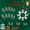 Christmas Press on Nails Green Glitter Gnome Glue on Nails Medium Square False Nails Glossy Winter Xmas Acrylic Nails for Women Girls