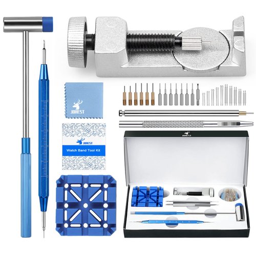 JOREST Watch Link Removal Tool Kit, Watch Band Tool for Watch Repair, Bracelet Adjustment, Replacement and Resizing, Watch Strap Link Remover, with 10 Spring Bars, 10 Pins, User Manual