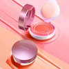 BLUE LOVE Cushion Liquid Blush for Cheeks with Mirror, Natural and Elegant Face Makeup Blush Cream, Silky Face Blushes Cheek Tint, Contour & Highlight Face for Sheer Finish (Pink Orange)