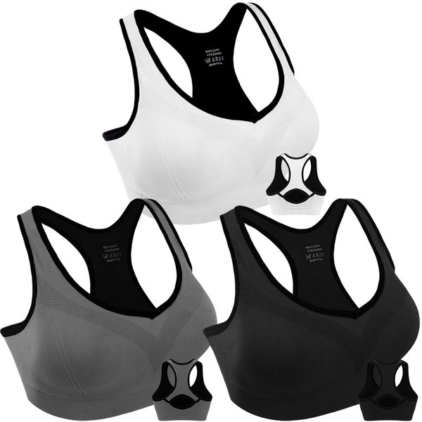 Double Couple Women Racerback Sports Bras for Women High Impact Workout Yoga Gym Fitness Bra Medium