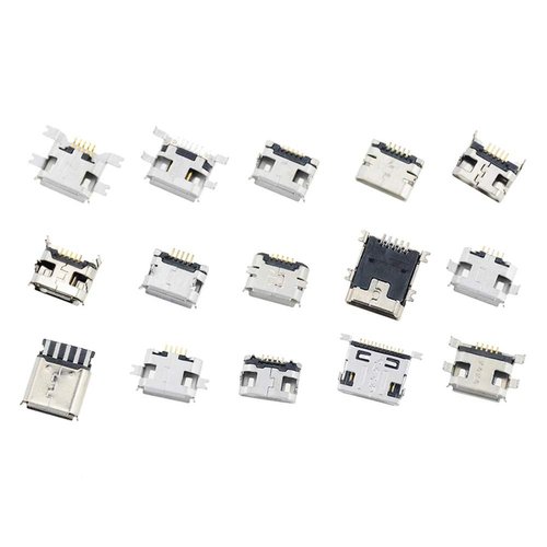 Teansic 150 Pcs 15 Models Micro USB Connector Socket Jack USB Connectors Set for Phone, Soldering Repair USB Replacement Adapter