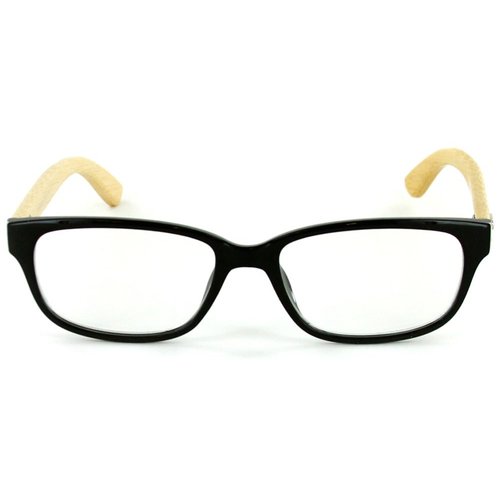 Aloha Eyewear Zen Garden Eco-Chic Wayfarer Reading Glasses with Recycled Bamboo Temples for Men and Women (Black +2.00)