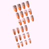 24Pcs Almond Halloween Press on Nails Medium Fake Nails Glossy Orange Halloween Acrylic Nails Full Cover Spider Web Glue on Halloween Nails Medium Stick on Nails for Women Halloween Day Manicure