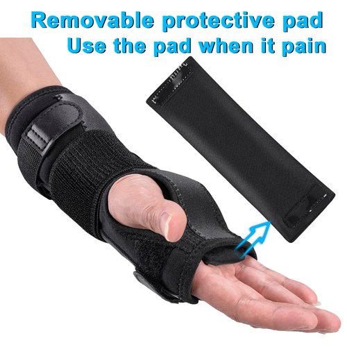 PKSTONE Wrist Brace with Removable pad for Carpal Tunnel,Night Wrist Sleep Support Brace, Fits Both Hands,Hand Support with Pressure strap for Arthritis, Tendonitis, Sprains,Wrist Pain
