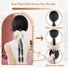 BASEMMAHER Braided Ponytail Extensions Hair Clips for Women White Bow Hair Claw Clip With Long Tail Beads Braids Ribbon Bowknot Hairpins Natural Fake Ponytail Synthetic Hairpieces Hair Accessories