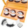 DAODER Self Adhesive Eyelashes Demi Wispies Lashes Natural Look NO Glue Need False Eyelashes 3Pairs Soft Fluffy Reusable with 40 Extra Glue Strips 16mm(Demi Wispies GX03)
