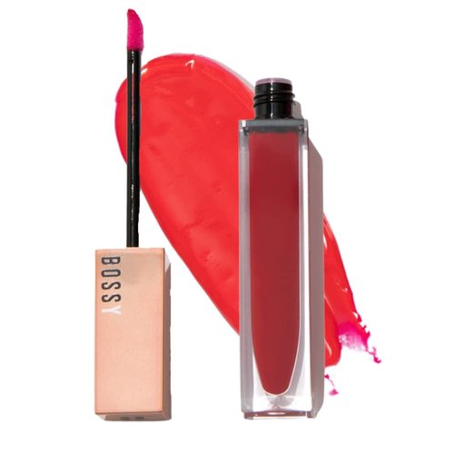 Bossy Cosmetics Vegan Lip Gloss for Soft Lips, Plumping Oil, Hydrating Non-Stick Lipgloss for Women, Provides Maximum Shine, Paraben and Cruelty Free (Feisty - Bold Rouge Color)