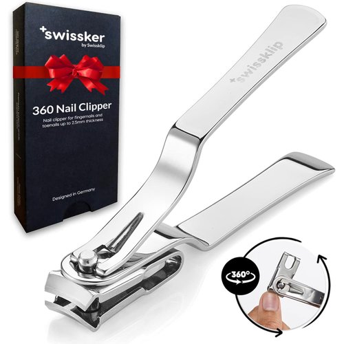 Swissklip Nail Clippers for Men & Women I Finger Nail Clippers for Adult with 360 Degree Rotating Head I Fingernail Clippers for Women I Surgical-Grade Stainless Steel Material