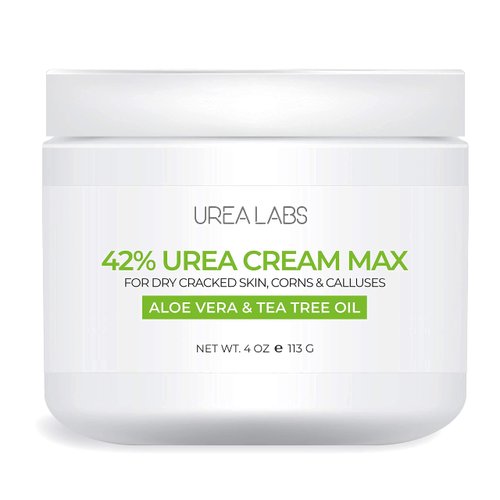 UREA LABS | 42% Urea Cream MAX w/Aloe Vera & Tea Tree Oil, 4 Oz Highest Potency Foot Cream, Corn & Callus Remover. Moisturizes & Re-hydrates Rough, Cracked, Dead & Dry Skin on Feet, Elbows and Hands
