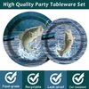 Gone Fishing Party Plates Napkins Gone Fishin' Dinnerware Fishing Themed Tableware for Fishing Tournament Birthday Party Disposable Paper Plates Napkins Party Decorations Supplies Favors 24 Guests