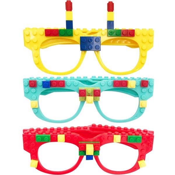 Hxezoc 12 Pcs DIY Building Bricks Glasses Building Blocks Games for Kids Creative Building Block Birthday Party Favors, Carnival Party Games Supplies