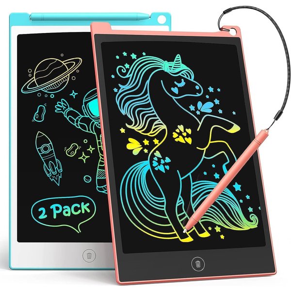 TECJOE 2 Pack LCD Writing Tablet, 8.5 Inch Colorful Doodle Board Drawing Tablet for Kids, Kids Travel Games Activity Learning Toys Birthday Gifts for 3 4 5 6 Year Old Boys and Girls Toddlers