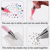 2 Pieces Rhinestone Picker Tool with 2 Pieces Tweezers, Wax Pencil for Rhinestones, Dual-Ended Nail Dotting Tool, Rhinestone Applicator Tool for DIY Nail Art (Black, White)