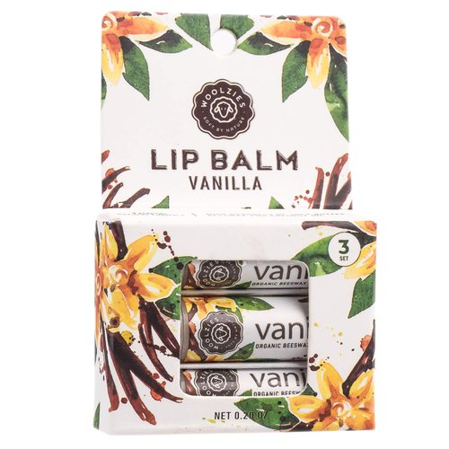 Woolzies 100% Natural lip balm with Bees wax and Shea butter set of 3- (Vanilla Mint)