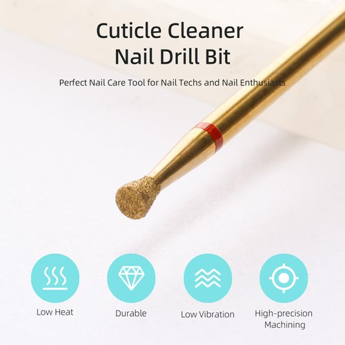 HYTOOS 3mm Inverted Cone Cuticle Clean Nail Drill Bit, Titanium Series Russian Diamond Nail Bits Professional Safety Under Nail Cleaner for Cuticle Dead Skin, Electric Nails Accessories, Fine