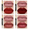 evpct 6Pcs Red Lip Liner and Lipstick Lip Stain Crayon Gift Set for Women DNM Dark Deep Red Nude Long Lasting 24 Hour Matte Color Stay, labiales mate 24 horas originales